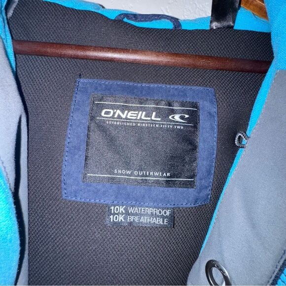 Men's O'Neill Navy Blue and Gray Block Ski Jacket - Picture 6 of 11